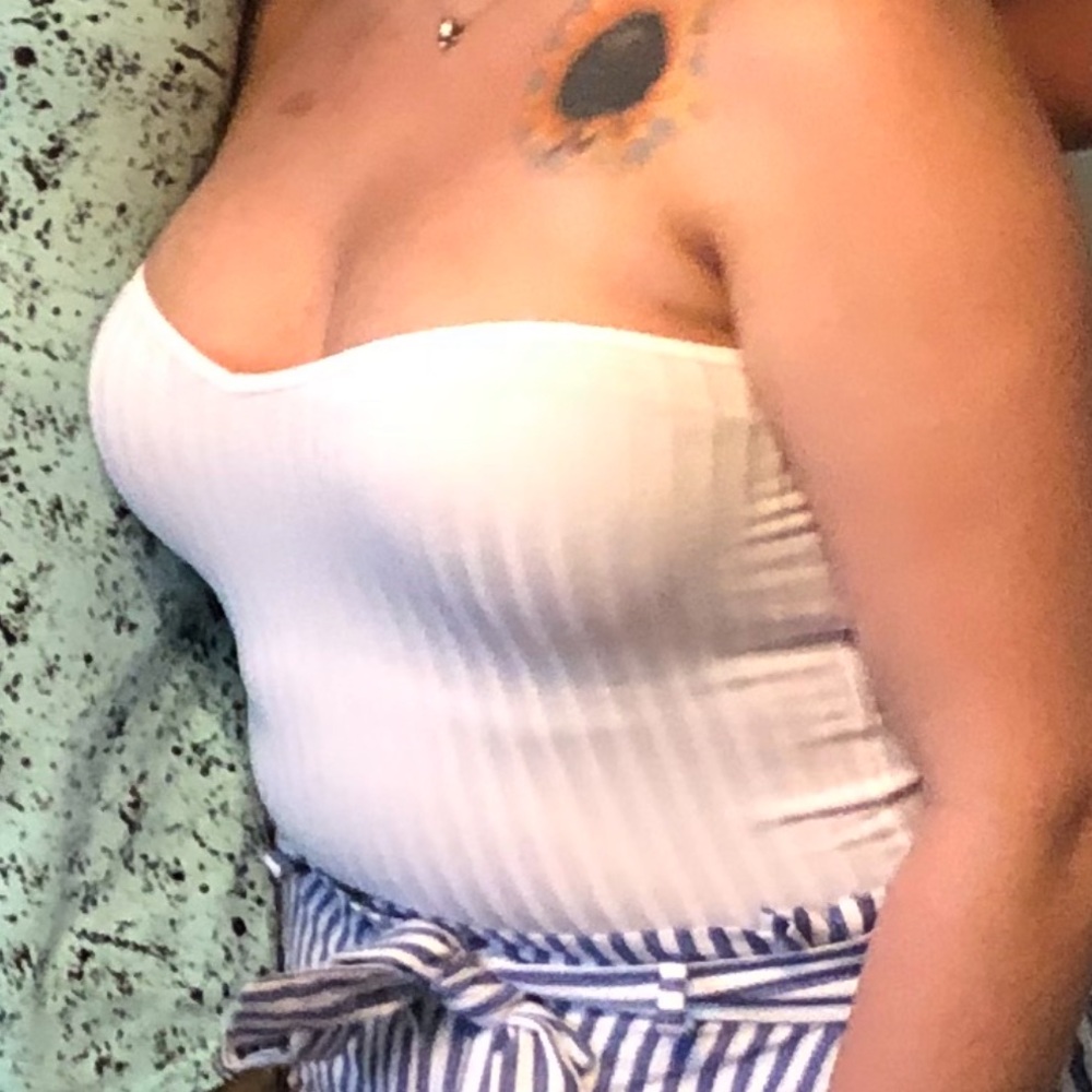 White Ribbed Tube Top